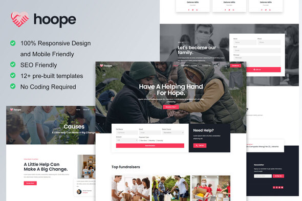 Hoope – Elementor-Vorlagenkit für Wohltätigkeit und Spende
